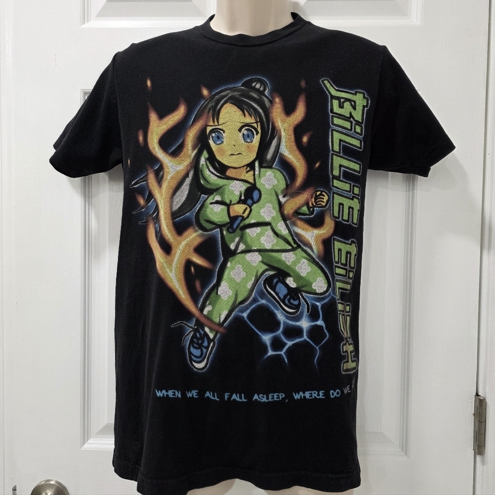Billie Eilish Anime Flames Graphic TShirt Size S - Picture 3 of 11